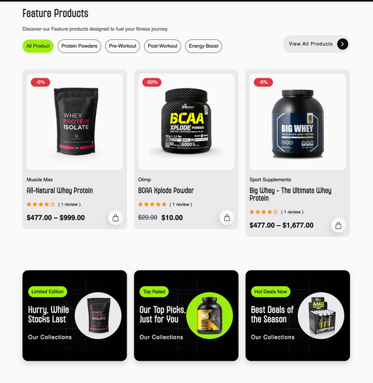 Gym & Fitness Supplements Web Design